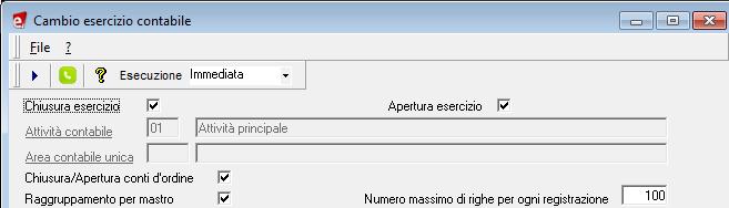 Sezione Parametri chiusura - Data registrazione: inserire la data di registrazione che verrà assegnata