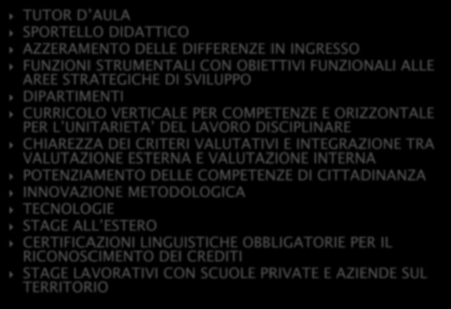 INTEGRAZIONE TRA VALUTAZIONE ESTERNA E VALUTAZIONE INTERNA POTENZIAMENTO DELLE COMPETENZE DI CITTADINANZA INNOVAZIONE METODOLOGICA TECNOLOGIE