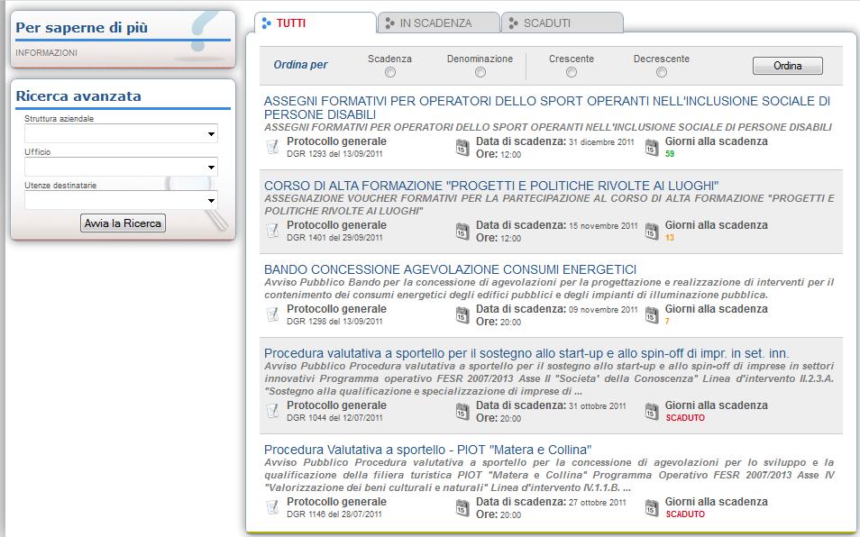 Si entra nel Portale di Centrale Bandi Cliccando sul bando che interessa si accede alla