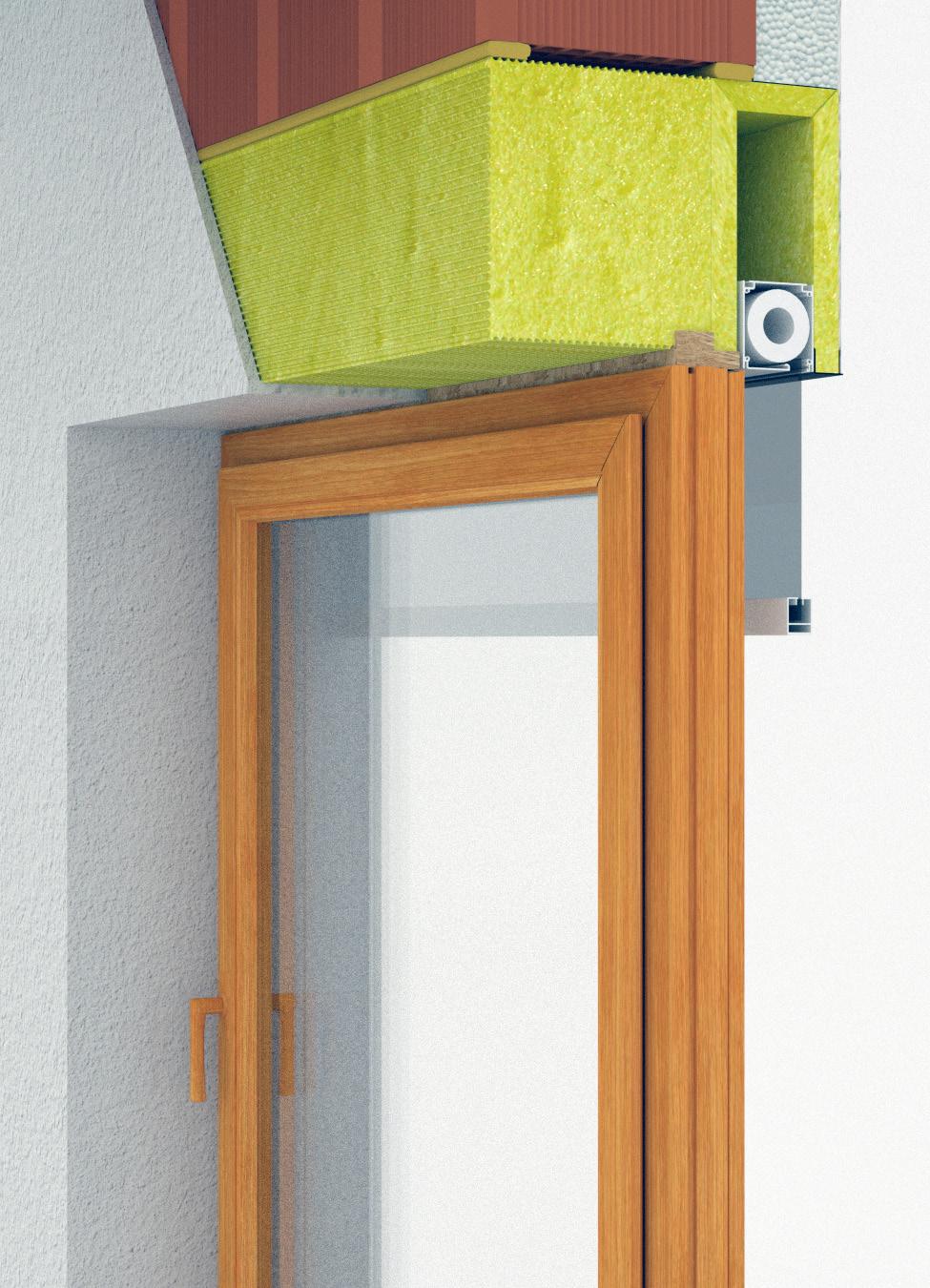 x Roverox è un elemento prefabbricato per la costruzione finita del vano porta e finestra, composto da un cassonetto a scomparsa per frangisole realizzato in poliuretano con rivestimento in Velo skin.
