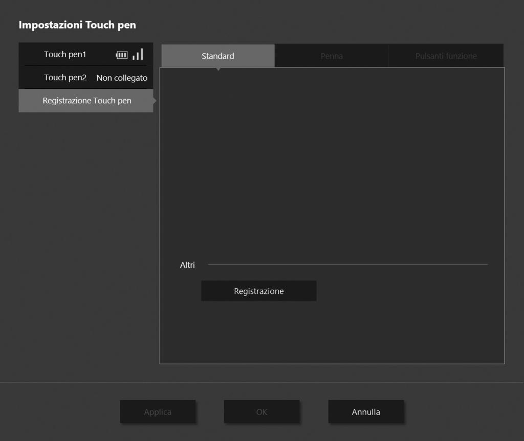 Registrazione (accoppiamento)/annullamento della registrazione di una penna attiva È possibile utilizzare contemporaneamente fino a 4 penne attive.