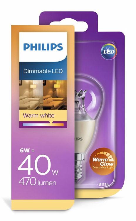 PHILIPS LED Sferica (regolabile) 6 W (40 W) E14 Warm Glow Luminosità regolabile La luce giusta per creare un'atmosfera unica I lampadari LED Philips con