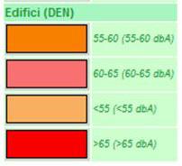 lato Sud Ovest mentre per il lato Nord Est i valori sono riferibili alle fasce 55-60 o 60-65 db(a).