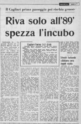 3 / 8 A inizio match si osservò un minuto di raccoglimento in memoria di Antonio Cardia, allora presidente del gruppo sardo dell Unione stampa sportiva (Ussi).