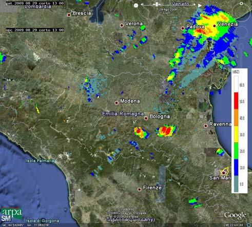 2 Analisi dei campi di riflettività sull Emilia Romagna Le prime celle temporalesche osservate sulla nostra Regione si sviluppano in territorio bolognese intorno