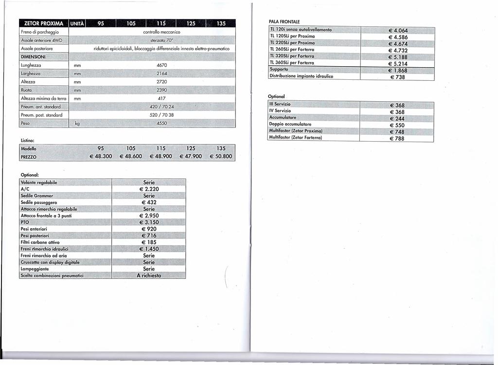 ZETORPROXIMA I UNITÀ 95 105 115 125 135 Frenodi parcheggio Assale an.teriore"4wd" Assale posteriore 1-----'--,,--.