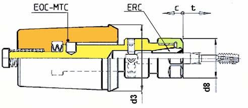 D20 16 M 27 SW = Quadro della pinza - Inside square of the collet CARATTERISTICHE: Le pinze EOC25M hanno il quadro di trascinamento del maschio incorporato.