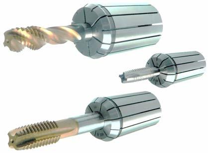 Suitable for synchronized, high speed tapping with standard EOC collet chucks. Pinze portamaschi compensate Tapping chucks collets Gewindebohrhalter mit EOC-Zangenschaft Pinces de taraudage Ref.