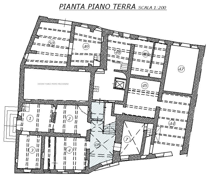 Gli interventi facenti parte del progetto in esame riguardano solo una porzione limitata di edificio che si prevede di riaprire al pubblico, come indicato nelle figure seguenti con retino.