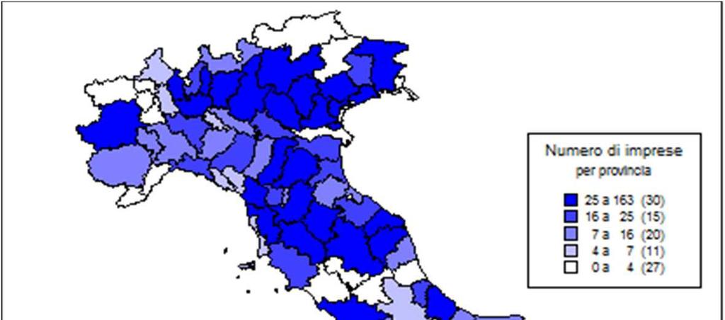 LA RETE DI IMPRESE Distribuzione provinciale dei soggetti aderenti a Contratti di