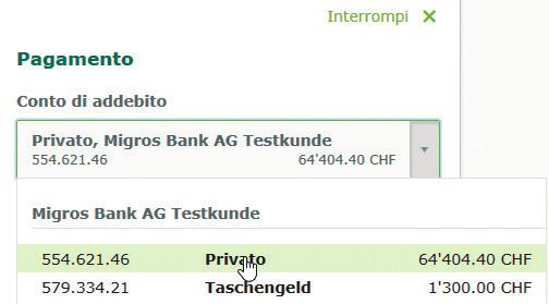 Registrare il pagamento a favore di un nuovo beneficiario 1. Si prega di inserire il numero di conto nel campo d immissione. 2.