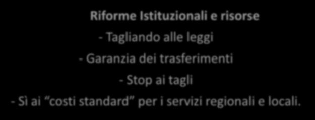 Il contratto di Governo: quali i temi di interesse delle Province Riforme Istituzionali e risorse - Tagliando alle