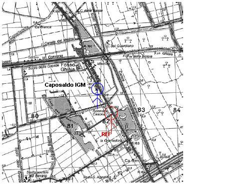 l effettiva velocità di abbasamento che il punto di riferimento (REF) dei capisaldi radar ha subito nel periodo 1992-2000.