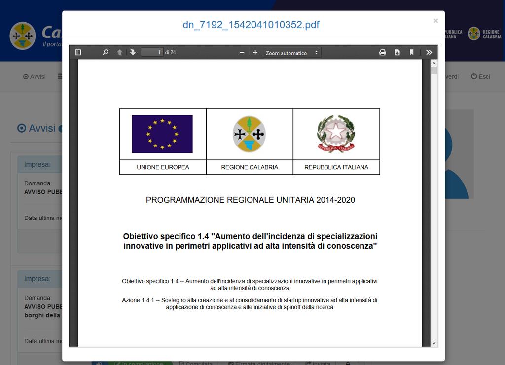 4. Generazione file PDF Terminata la fase di caricamento della documentazione, l utente dovrà cliccare il bottone Genera Documento PDF presente in fondo alla pagina.