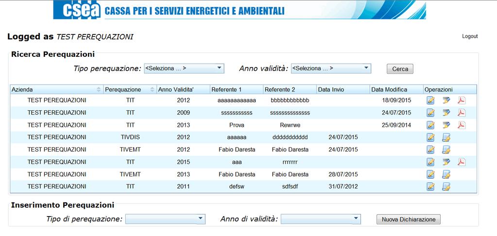 3.2 Compilazione delle maschere Effettuata la login, viene visualizzata la pagina in Fig. 2.