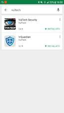 Installare l applicazione V-Guardian. Figura 2.1.1 App V-Guardian Figura 2.1.2 Ricerca con parola chiave Vultech 2.