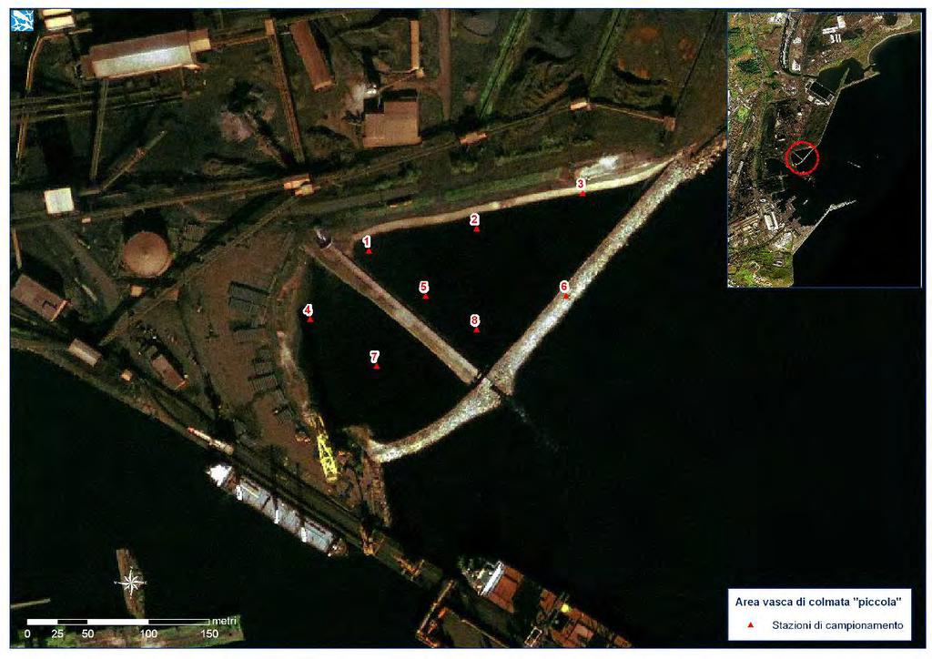 2.3 Caratterizzazione del fondo della vasca piccola Le attività di caratterizzazione in oggetto (figura 5) sono state avviate a fine ottobre 2002 ed hanno riguardato il prelievo di n.