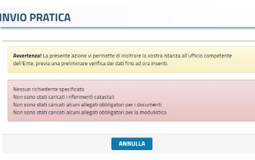 La sezione riferimento alla pratica precedente può essere compilata nel caso in cui si tratti di variante ad una pratica edilizia esistente, della quale si possono inserire i riferimenti.