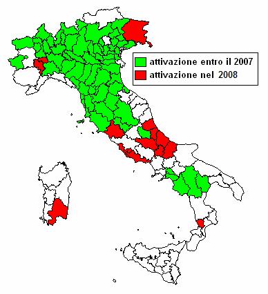 Programmi di screening colorettale per anno di attivazione Popolazione italiana 50-69 anni: 14.380.