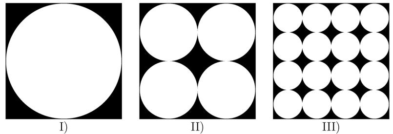 6. In qual di tr quadrati di lato l la part nra ha l ara maggior? 1) 2) 3) A. 1) B. 2) C. 3) D. Tutt l figur hanno la part nra di ugual ara.