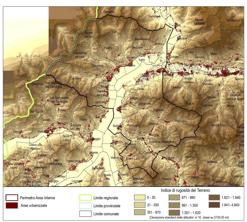 PARTE PRIMA Analisi e Descrizione Figura 1 - Area di progetto Aspetti di carattere territoriale dell area di progetto 1 Zona altimetrica Montagna interna Tutti i comuni Altezza Minima 198 s.l.m. Sorico Altezza Massima 2.