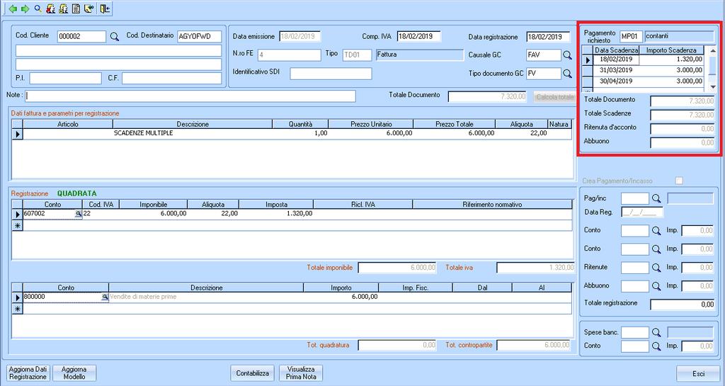 Nel caso in cui non sia presente alcuna scadenza all interno del documento, in automatico la procedura propone un