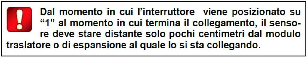 Quando il programma Wirelex oppure il modulo traslatore è in attesa che il sensore sia collegato, eseguire i seguenti passaggi: 1) Inserire la batteria principale (accertarsi che la polarità della