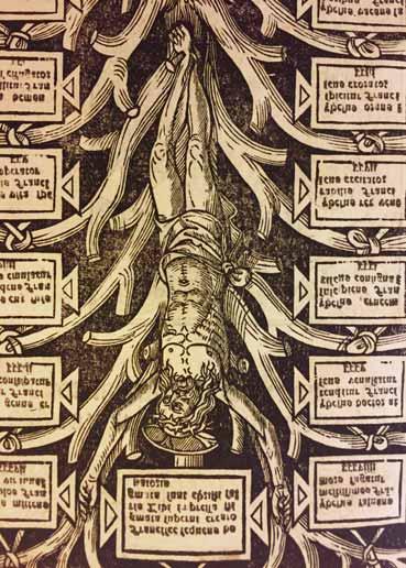 FIG. 5 - Arbor conformitatum (particolare della figura del Cristo), da Bartholomeus de Pisa, Liber Conformitatum,