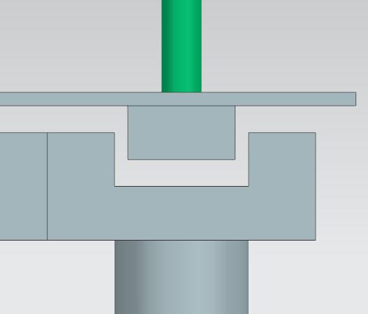 33 Figure 7 Layout aggiornato Nella figura sopra illustra, sono state evidenziate in blu le nuove guide e in verde i supposti che collegano la piastra mobile ai pattini della guida.