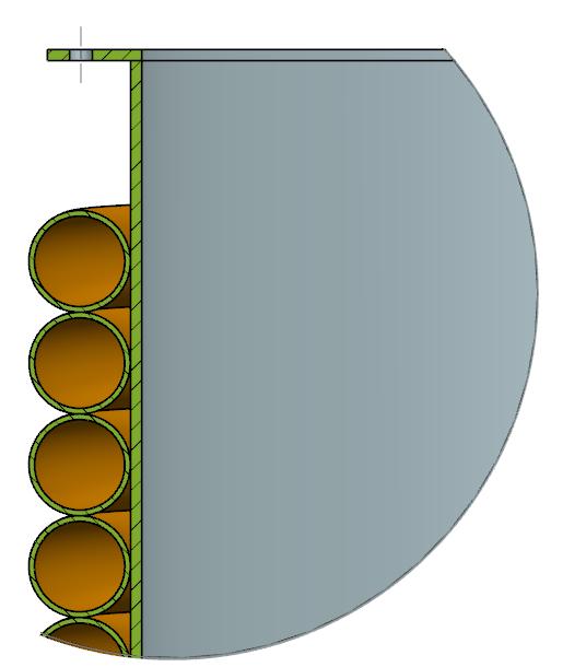 4 Figure 38 Ingrandimento per il dettaglio del foro La figura rappresenta un ingrandimento utile per visualizzare disposizione e contatto dei tubi.