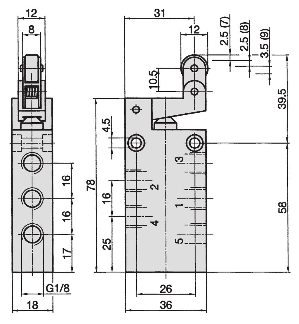 3 = scarico 4 = uscita 5 = scarico (7) = pre-corsa, la