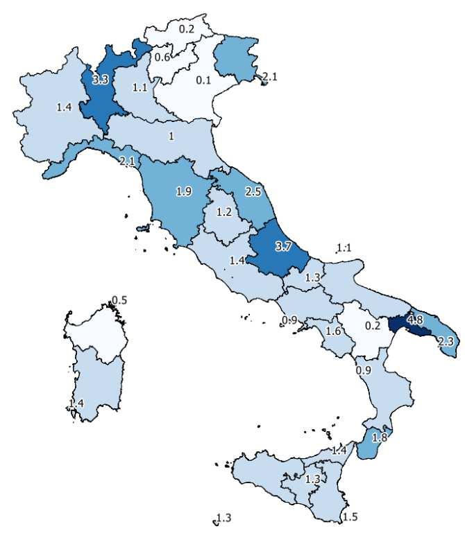 Grafici 7.5-6: Indici territoriali di per Cassazione (per 100.