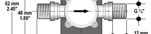 Una installazione non orizzontale può causare un errore di misura maggiore nella parte bassa del campo di misura Installare il sensore con la freccia nella direzione del flusso.