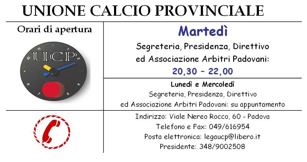 NOTE DELLA SEGRETERIA Altri numeri utili: Responsabile Operativo Segreteria: PASTORE Alberto 329/3624931 Coordinamento Organizzativo: BORILE Giorgio 348/2565555 Responsabile campi: SATTIN Nicola