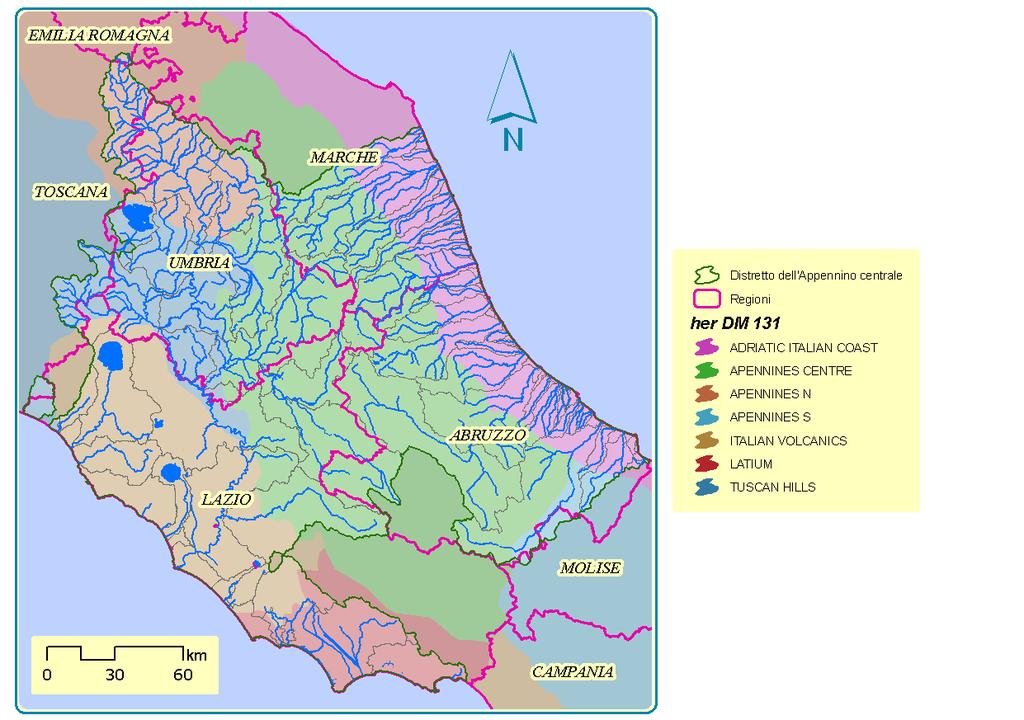 le idroecoregioni Nel DM 131/08 come primo passo per la tipizzazione dei fiumi sono state introdotte le idroecoregioni, al