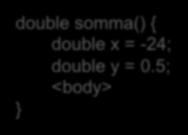 5);; double somma(double x, double y) { <body> double somma() { double x = -24;; double y = 0.