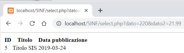 FAQ da alunno 5AI Esempio di estrazione da unica tabella Libri - estraendo da form (come stringhe) volendo utilizzare tali informazioni come dati numerici nello script lato server - impostando una