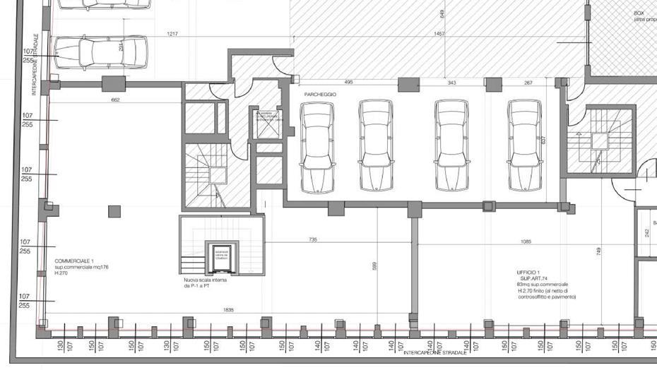 Planimetria Piano Interrato Posto auto esclusivo Progetto scala e