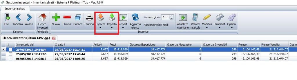 semplificato dei prodotti che differiscono. 12. Posso importare ed esportare degli inventari?