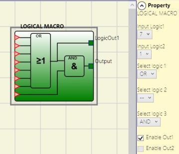 This operator enables the grouping together of two or three logic gates. A maximum of 8 inputs is foreseen.