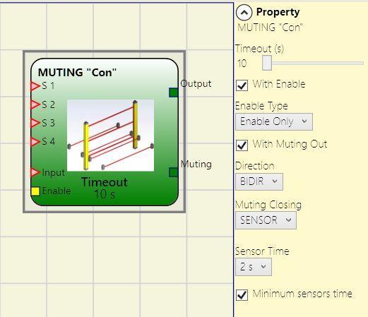 MUTING FUNCTION The Muting function generates a temporary, automatic interruption of safety device operation in order to permit normal transit of material through the guarded opening.