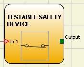 The TESTABLE SAFETY DEVICE functional block checks the status of the Inx inputs of a single or double safety sensor, both NO and NC.