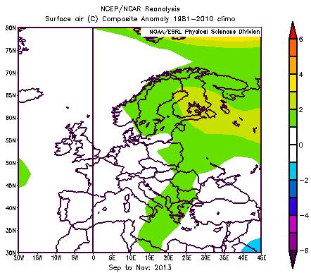 sull area dei Balcani, ma con temperature perlopiù nella media salvo sull Europa nordorientale dove sono state superiori alla media. Fig.