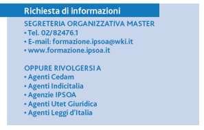 DIPLOMA DI MASTER Per il conseguimento del Diploma finale è necessario aver frequentato almeno l 80% delle lezioni.