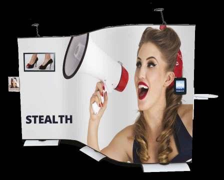 Faretto a LED Supporto monitor LCD* Porta ipad con supporto* Banner a Tensione Porta depliant in 3 formati (DL, A5 e A4) Ripiano Accessori Stealth - Arricchisci il tuo Stealth con la nuova gamma di