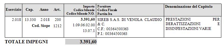 Tutto ciò premesso e considerato, D E T E R M I N A di affidare per le ragioni indicate in premessa, che qui s intendono integralmente richiamate all operatore economico SI