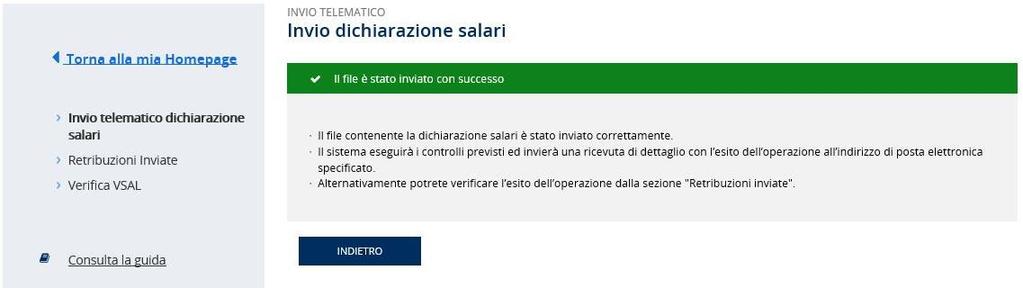 Il file da inviare deve essere nel formato.zip come specificato nelle istruzioni.