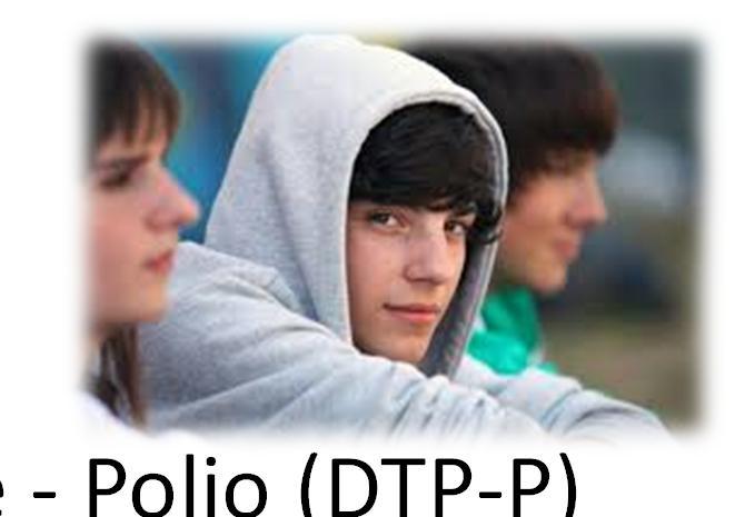 Le vaccinazioni per l adolescente Richiamo Difterite Tetano Pertosse - Polio (DTP-P) (coorte nati 2002) (per la pertosse non è necessario aver effettuato un ciclo nell infanzia è sufficiente