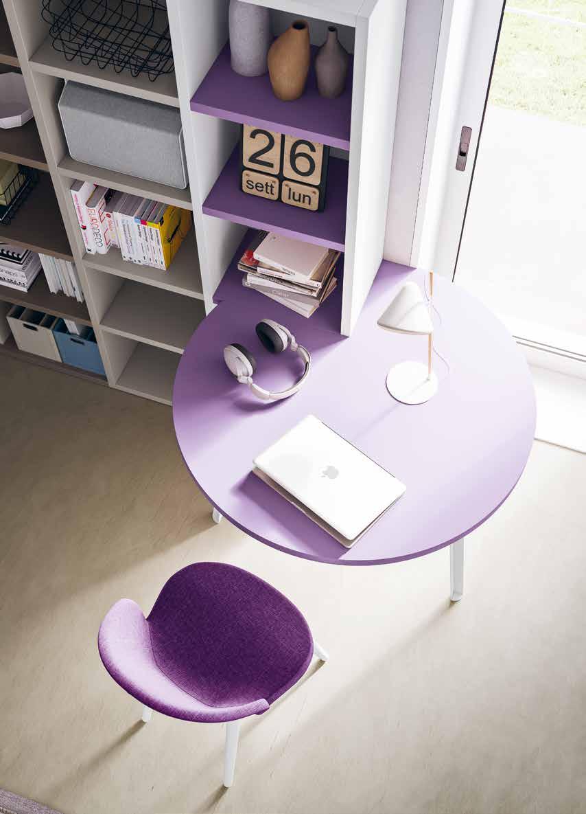 SALVASPAZIO R29 SOLUZIONI SALVASPAZIO Cabina armadio Cube con maniglia N22 + letto Around con scaletta posteriore + libreria a spalla con scrittoio tipo 49 + sedia Zen.