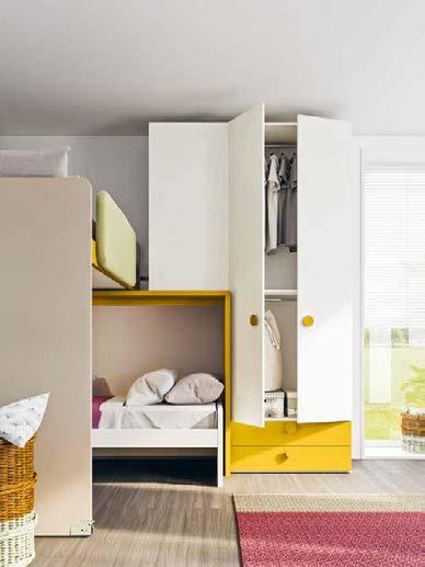 letto superiore. Pannello di protezione imbottita. Sliding Loft bed.